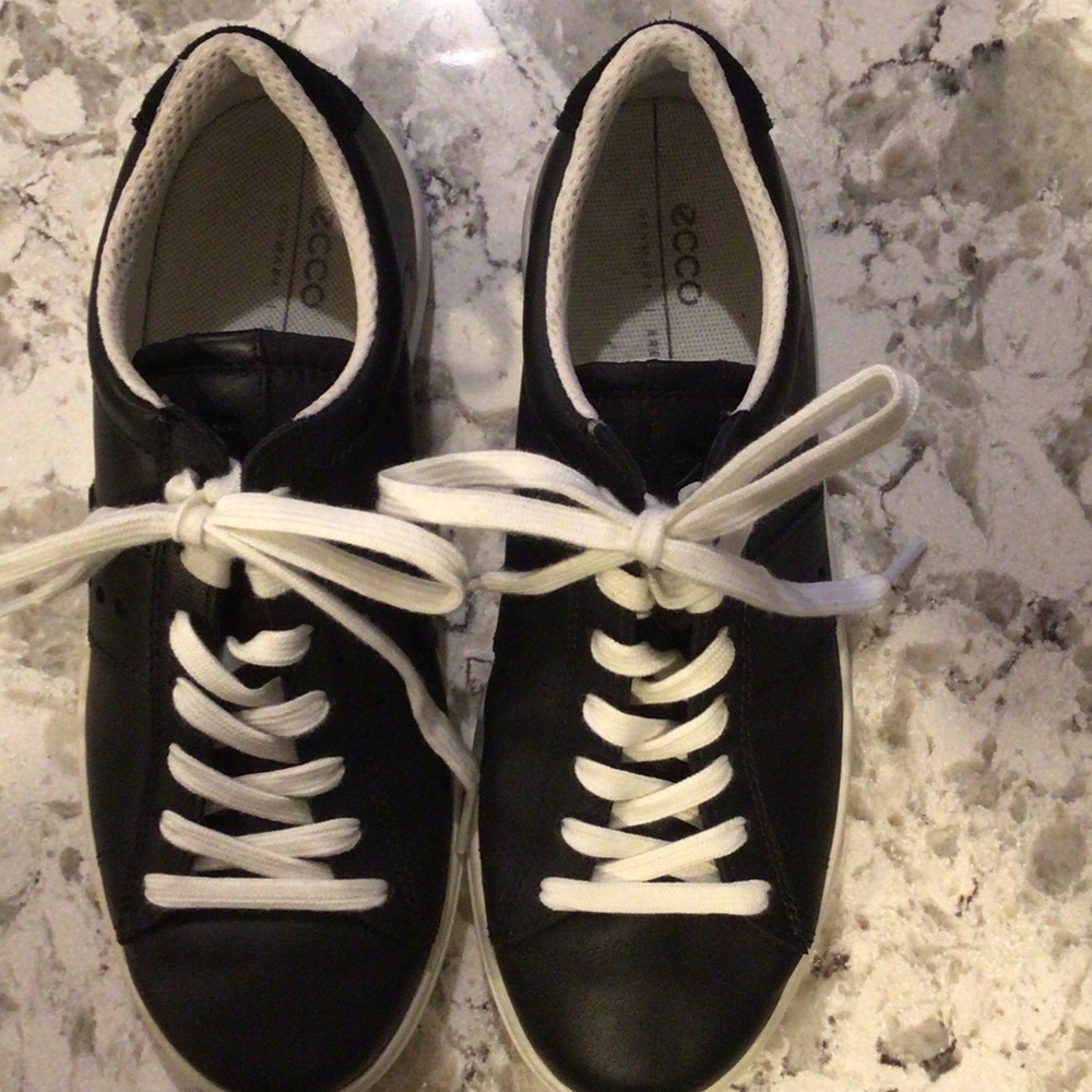 Ecco Black Sneakers with White Accents